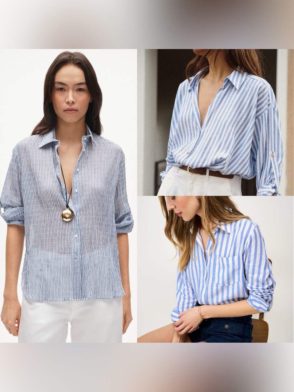 J. Crew Light Blue & White Striped Button-Up Linen Shirt - Picture 4 of 7